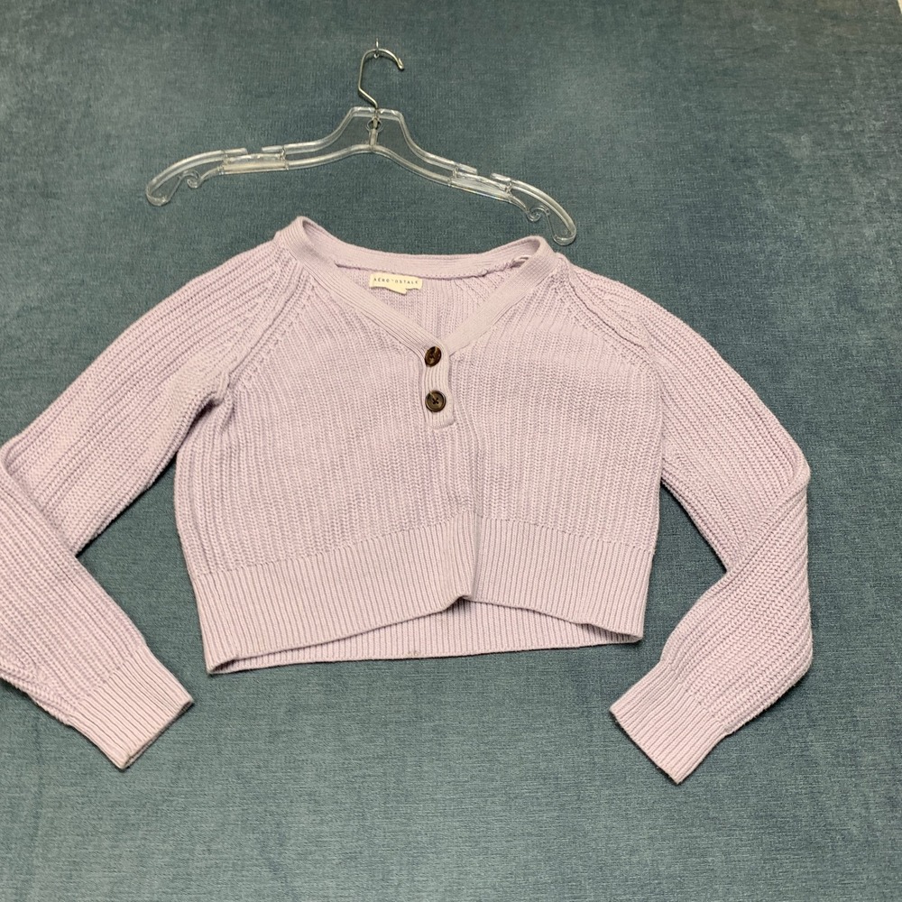 Aéropostale Cropped Sweater Womens Small Pink Knitted Retro Heritage Collegiate